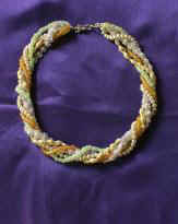 Mehrstrangkette aus Glasperlen, Muscheln und Ssswasserperlen