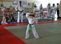 Natalia zeigt ein Kata mit verbundenen Augen