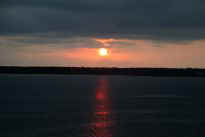 Sonnenaufgang bei der Ankunft in Rostock